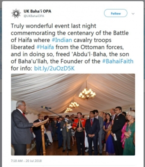 Baha'i Community of UK and India commemorated the "Liberation of Haifa"!! Shoghi Effendi considers the British seizure of Palestine a "liberation"!!!