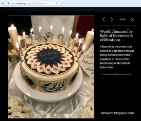 This is like: Baha'is gifting cake to Bayanis on the 'auspicious occasion of Baha'u'llah's birthday'